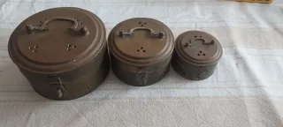 3 Cajas Vintage Metal Doradas