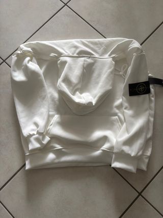 Felpa Stone Island bianca con cappuccio