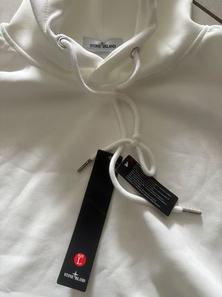 Felpa Stone Island bianca con cappuccio