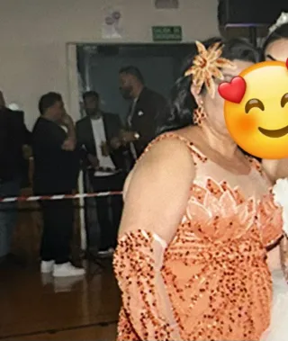 Vestido Fiesta Gitana Naranja y Dorado