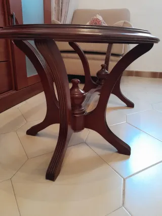 Mesa de centro ovalada madera y cristal