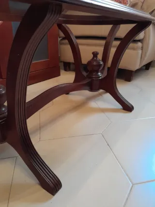 Mesa de centro ovalada madera y cristal