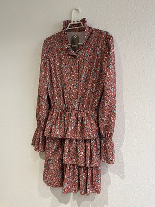 Vestido corto volantes estampado Corazones