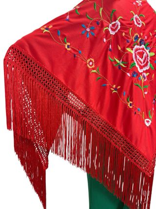 Mantón Flamenco Rojo Bordado Floral