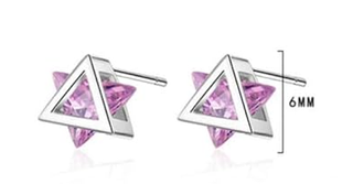 Pendientes Triángulo Rosa Plata