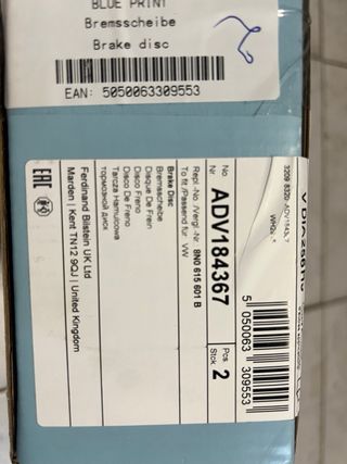 Discos Freno Traseros Blue Print Audi TT MK1 3.2