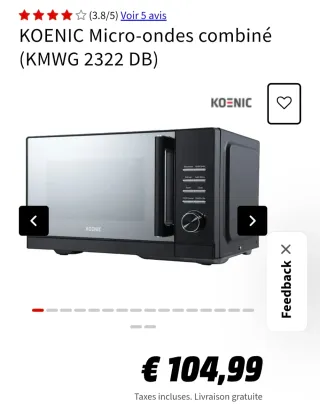 Microondas Koenic combinado negro