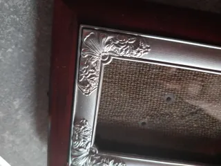 Marco fotos caoba y plateado decorado