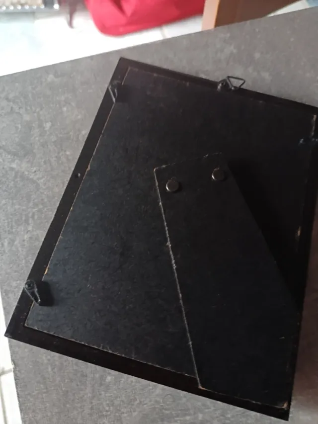 Marco fotos caoba y plateado decorado