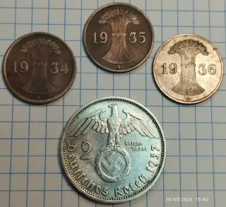 Lote monedas 1934-1937 III Reich Alemania