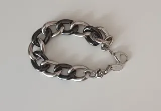 Pulsera Lotus Cadenas Acero Negro/Plata