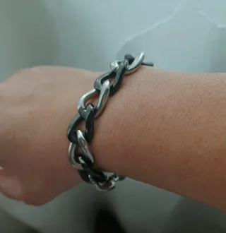 Pulsera Lotus Cadenas Acero Negro/Plata