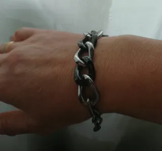 Pulsera Lotus Cadenas Acero Negro/Plata