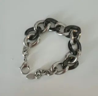 Pulsera Lotus Cadenas Acero Negro/Plata