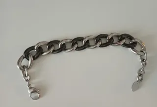 Pulsera Lotus Cadenas Acero Negro/Plata