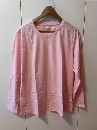 Camiseta básica manga larga rosa