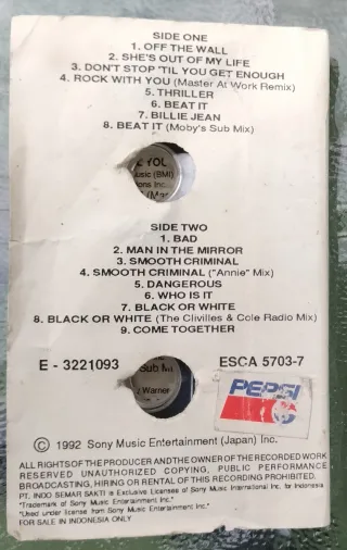 K7 Japan Michael Jackson Dangerous tour souvenir