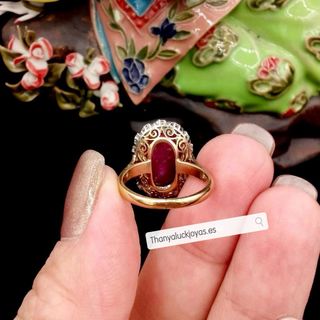 Anillo Rubí Estrella Natural Burma Oro14k