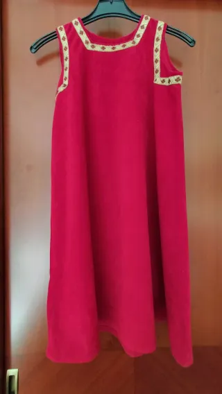 Vestido medieval niña marrón y rojo