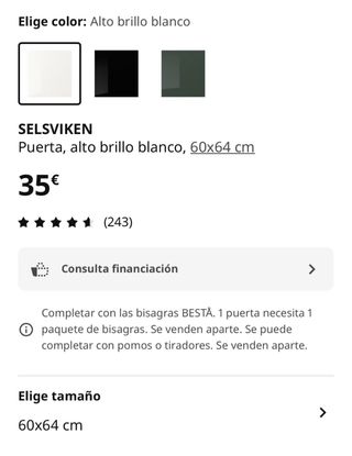 Puerta Selsviken Ikea Blanca