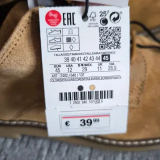 Zapatos de piel ante para hombre núm 45 nuevos.