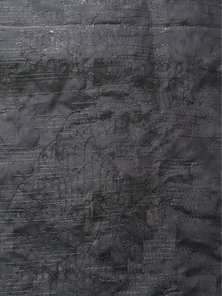 Tessuto Tulle Ricamato 3D Nero Paillettes