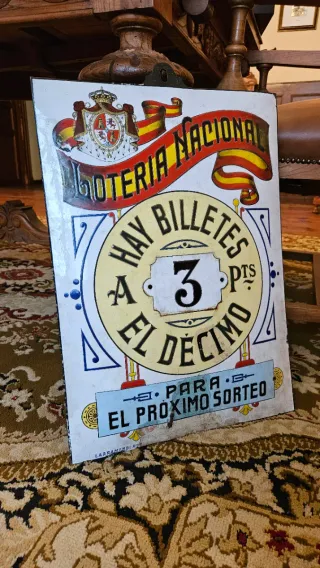 Cartel metálico Lotería Nacional