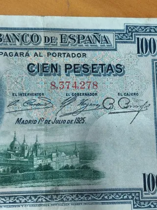 Billete 100 Pesetas España 1925 Felipe II
