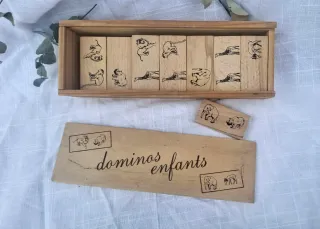 Caja de madera Dominos Niños Animales