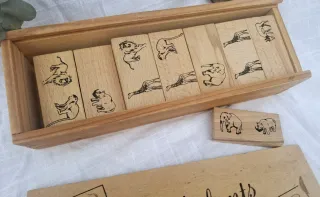 Caja de madera Dominos Niños Animales