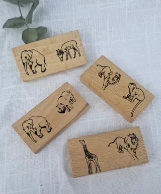 Caja de madera Dominos Niños Animales