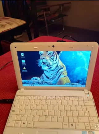 Portátil Notebook Blanco y Verde Linux