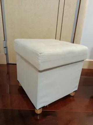 Taburete Almacenaje Relaxdays Beige