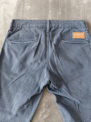Pantalone chino uomo blu pois