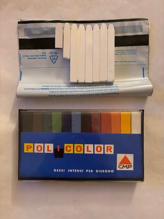 1Scatola NUOVA:12 GESSI COLORATI POLICOLOR VINTAGE