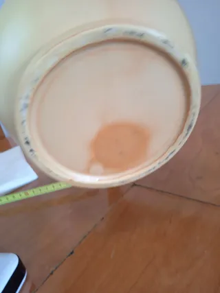 Jarrón Italiano Cerámica Pájaros Beige/Marrón