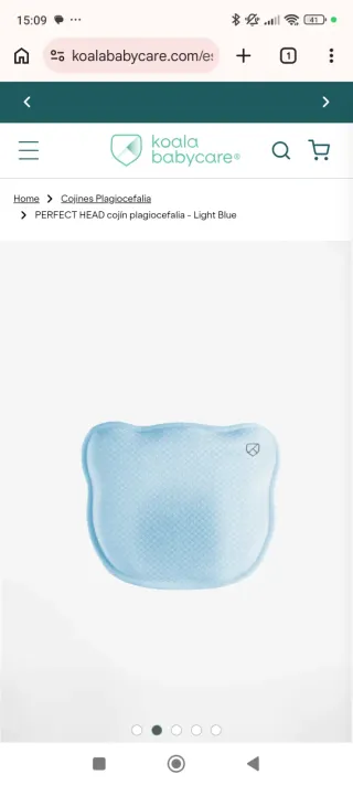 Cojín bebé Koala plagiocefalia azul claro