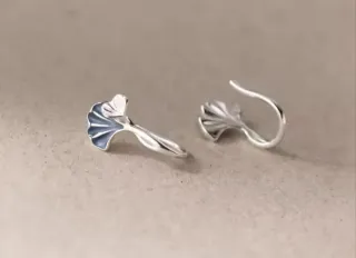 Pendientes Ginkgo Plata Azul
