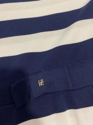 Vestido Carolina Herrera Rayas Azul Marino Blanco