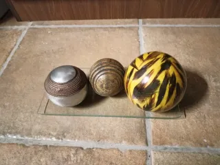 Bolas decorativas mesa cristal metal madera