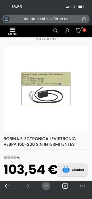 Bobina encendido Vespa 160 GT