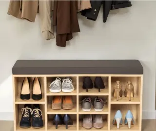 Zapatero Tectake con Asiento Negro y Madera