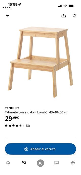 Taburete Ikea Tenhult bambú. Recogida la arena gij