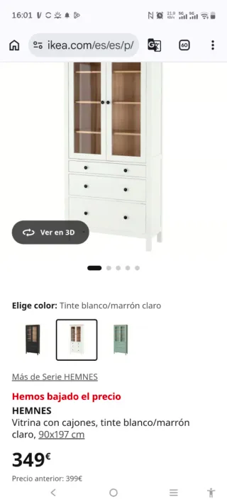 Vitrina Hemnes Ikea Madera y Cristal