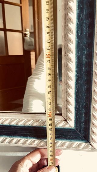 Espejo de pared cuadrado grande azul y blanco