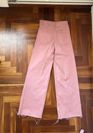 Pantalón Mango Rosa Ancho Desgastado