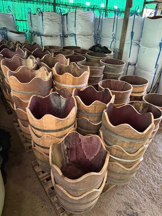 Jardineras de barrica de madera