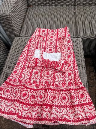 Conjunto ZARA Vestido Largo Estampado Rojo Talla X