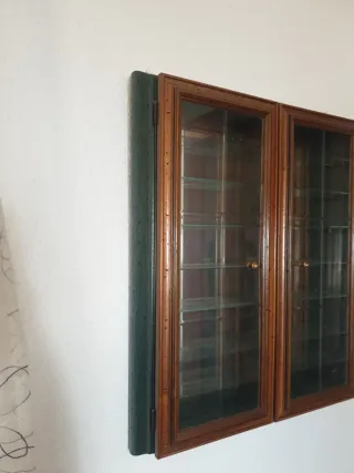 Vitrina de madera con puertas de cristal