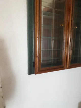 Vitrina de madera con puertas de cristal